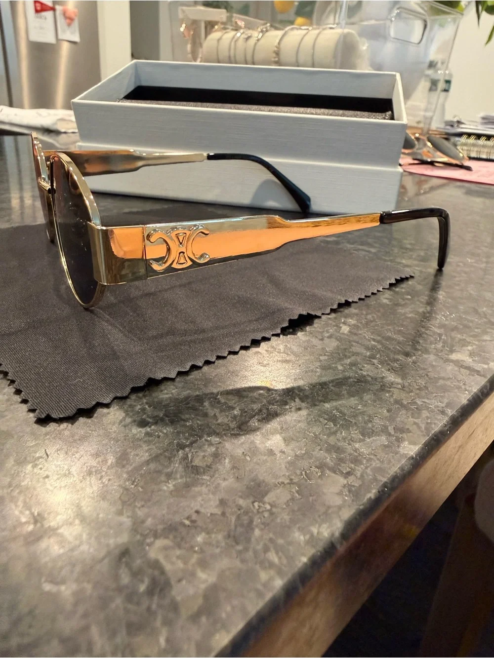 Gold Frame Black Lens Sunglasses
